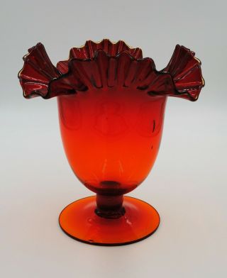 Vintage Blenko Hand Blown Glass Urn/vase - 388 - Tangerine 2
