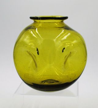 Vintage Blenko Hand Blown Glass Mcm Vase - 903 - 4 - Chartreuse