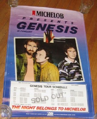 Genesis In Concert Vintage 1986 Michelob Presents Tour Poster 30 " X 20 "