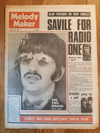 Melody Maker Newspaper March 16th 1968 The Beatles On Tv Ringo Starr