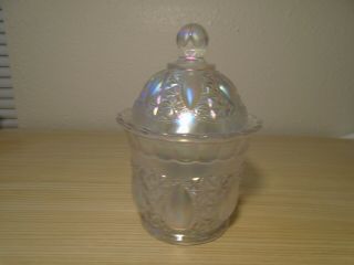 50s - 60s Imperial Glass Iridescent Beaded Jewels Lidded Candy Jar/dish