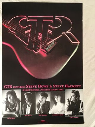 Gtr ‘86 Promo Poster Steve Howe Hackett Yes Genesis Arista Records