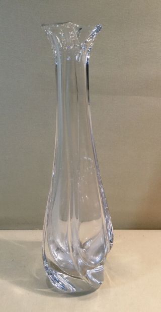Daum France Tall Crystal Stylized Vase 12.  75” Euc