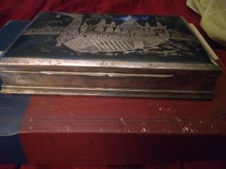 Vintage Sterling Silver 457 Grams Cigar Box Siam Scrap Or Not