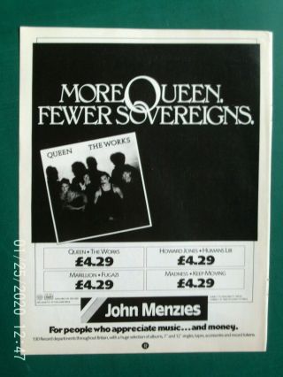 Queen Freddie Mercury - The Lp 1984 - A4 Size Poster Advert 1980s