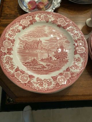 Set Of 6 - Lochs Of Scotland Royal Warwick Red 11” Dinner Plates