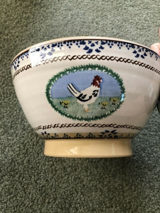 Nicholas Mosse Pottery Ireland 8 3/4 " Footed Bowl Farm Animals Chicken Cow Cats