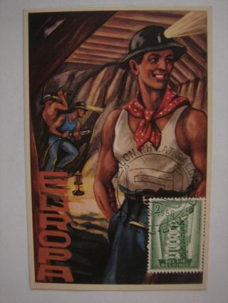 (bu3085) Europa Miner 1956 Belgium Maximum Maxi Card Postcard