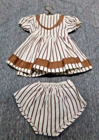 Vintage 1950s Terri Lee Tagged 16 " Doll White With Brown Stripes Dress W Shorts