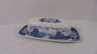 Royal Warwick Lochs Of Scotland Blue Covered Butter Dish