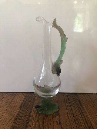 Daum France Pate De Verre Glass And Crystal Pitcher Vase