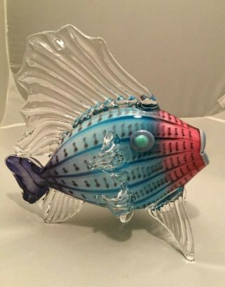 Signed Studio Art Glass Fish Sculpture Mark Eckstrand Colors 1996 Exc