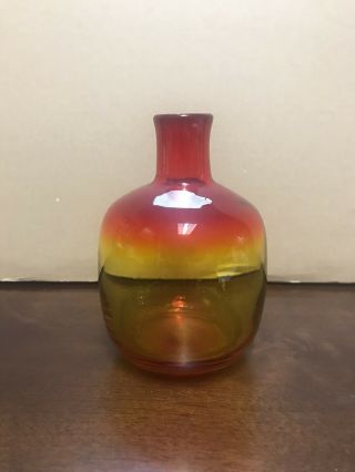 Mcm Amberina Tangerine Blenko Glass Vase