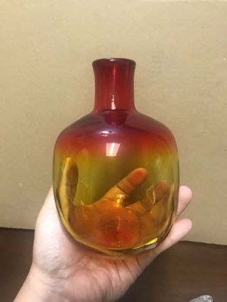 MCM Amberina Tangerine Blenko Glass Vase 3