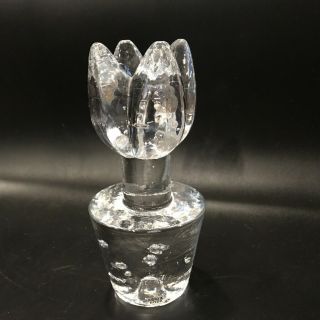 Kosta Boda 6 - 1/2 " Hand Crafted Crystal Glass Flower Power Tulip Sculpture Sweden