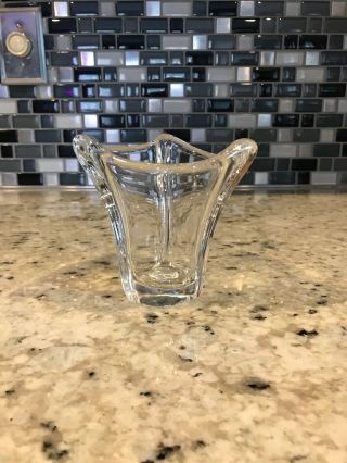 Daum France Crystal Flared Bud Vase - Signed - Form - Three Prong / 4 " High