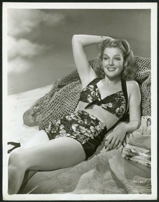 Ann Sheridan W Bare Midriff Vintage 1940s Cheesecake Pin - Up Photo