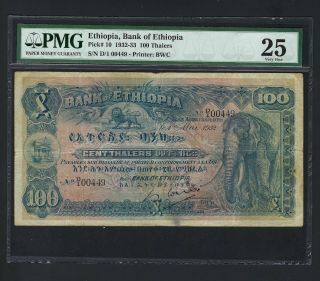 Ethiopia 100 Thalers 1 - 5 - 1932 P10 N000449 Very Fine