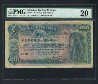 Ethiopia 100 Thalers 1 - 5 - 1932 P10 N000751 Very Fine