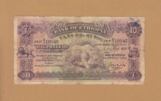 Bank Of Ethiopia 10 Thalers 1932 P - 8 Vg Emperor Haile Selassie I