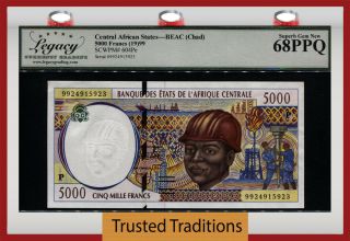Tt Pk 604pe 1999 Central African States 5000 Francs Lcg 68 Ppq Gem