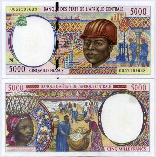 Central African State Guinea 5000 5,  000 Francs 2000 P 504 N Aunc About Unc