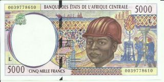 Central African States Gabon 5000 Francs 2000 Unc P 404.  3rw 29 Set