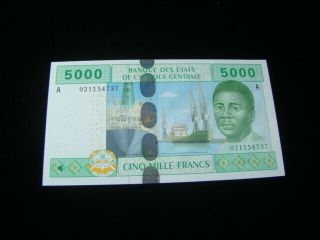 Central African States Gabon (a) 5000 Francs Banknote Gem Unc.  Pick 409aa