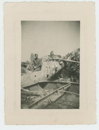 Found Photo Snapshot Ww2 German Airplane Crash Shot Down Military Army Warfare