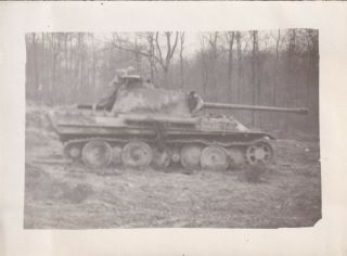 Wwii Snapshot Photo Gi Captured German Panther Tank Ausf G Side Eto