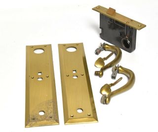 Vintage Brass Nos Russwin Mortise Lock Large Door Plate Thumb Press Pulls