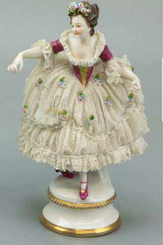 Antique Volkstedt Porcelain Lace Ballerina Figurine