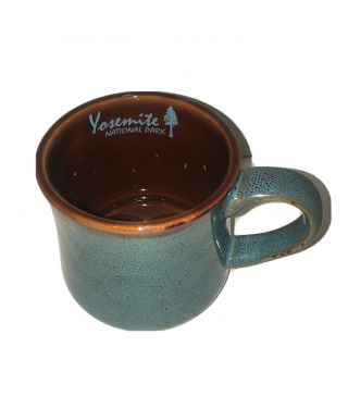 Yosemite National Park,  Coffee Mug,  Blue & Brown Stoneware Official Park Mug.