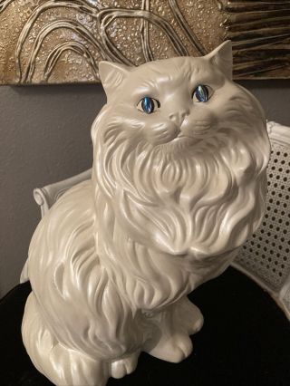 Vintage Large 14 " Mid Century Ceramic Cat Kitty Statue