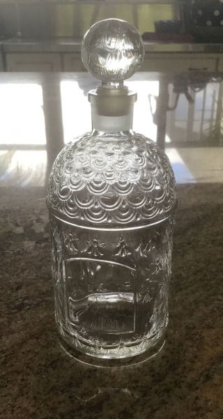 Vintage Glass Guerlain Imperial Bee Perfume Bottle & Stopper Paris France 6.  5”
