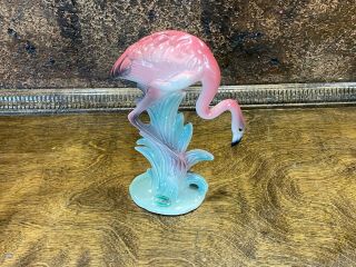 Vintage Mid Century Brad Keeler Flamingo Ceramic Figure Bird Statue W Sticker