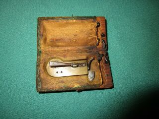 Civil War Era Brass Fleam Bleeder Medical Surgical Tool W/ Wood Case