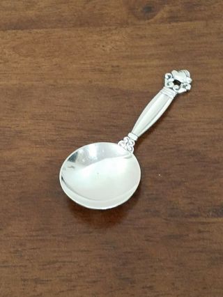 Georg Jensen (denmark) - Sterling Silver - Acorn Pattern - Round Bowl Sugar Spoon