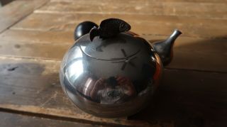 Vintage Mid Century Modern Michael Lax Design Fish Tea Pot Black Wood Handle