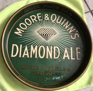 Moore & Quinn Diamond Ale Beer Tray Syracuse Ny Fair/ Good