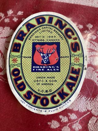 Beer Labels Elk Bradings Old Stock & Neck Label Ottawa Canada