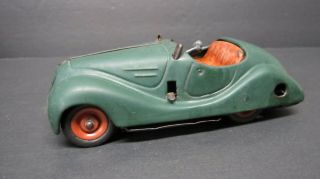 Vintage Green Schuco Examico 4001 Wind Up Toy Car Germany For Repair Or Parts