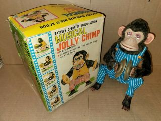 Vintage Japan Musical Jolly Chimp Toy Story Monkey Box