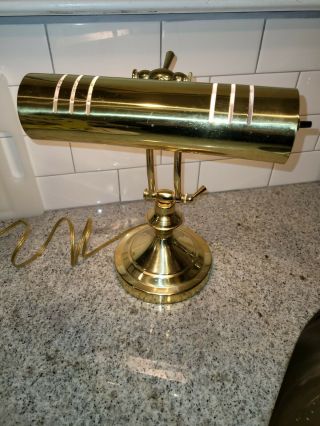 Vintage Underwriters Laboratories Portable Brass Piano Or Bankers Desk Lamp Euc