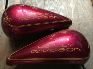 Vintage Harley - Davidson Shovelhead Fuel Gas Tank Set Shovel Head Custom Paint