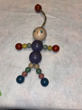 Vintage Wood Bead String Doll The Toy Tinkers Inc Evanston Il Usa Tom Tinker