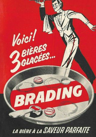 1954 Brading Ale Serving Plate Ad In French