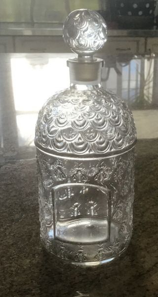 Vintage Glass Guerlain Imperial Bee Perfume Bottle & Stopper Paris France 8”