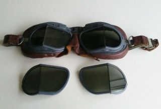 Vintage Ww2 Rcaf Raf Mk Viii Flying Goggles 22c/930 W/extra Lenses Nr