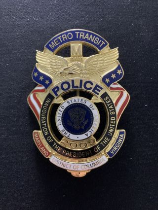 Police Badge,  Metro Transit,  2009 Inauguration Of The President Of The U.  S.